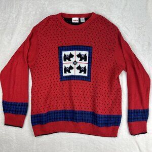 Vintage Knit Scottie Dog Sweater alia Brand Red Pullover Christmas Sweatshirt XL